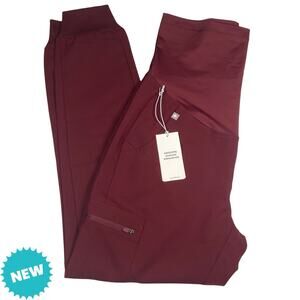Figs Scrub Pants Women's Small Zamora Maternity Medical Burgundy NEW